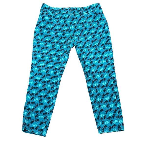 New York & Co The Audrey Pant Slim Leg Ankle 4 Way Stretch Teal Elephants Sz 10 - Picture 1 of 10